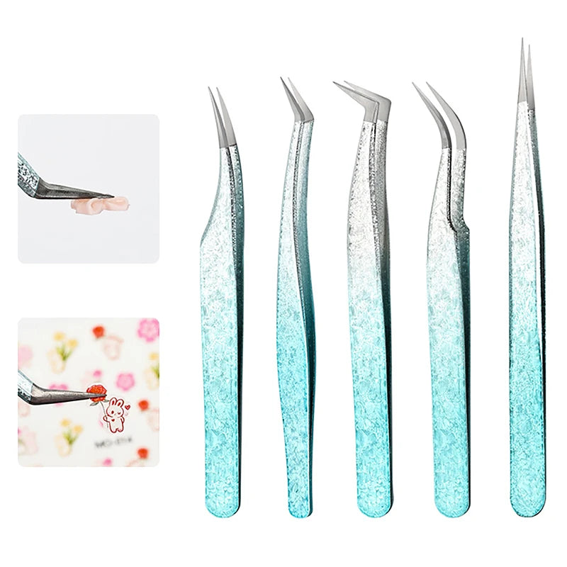 Eyelash Tweezers Ice Flower Anti-static 3D Accurate Eyebrow Grafting Qme