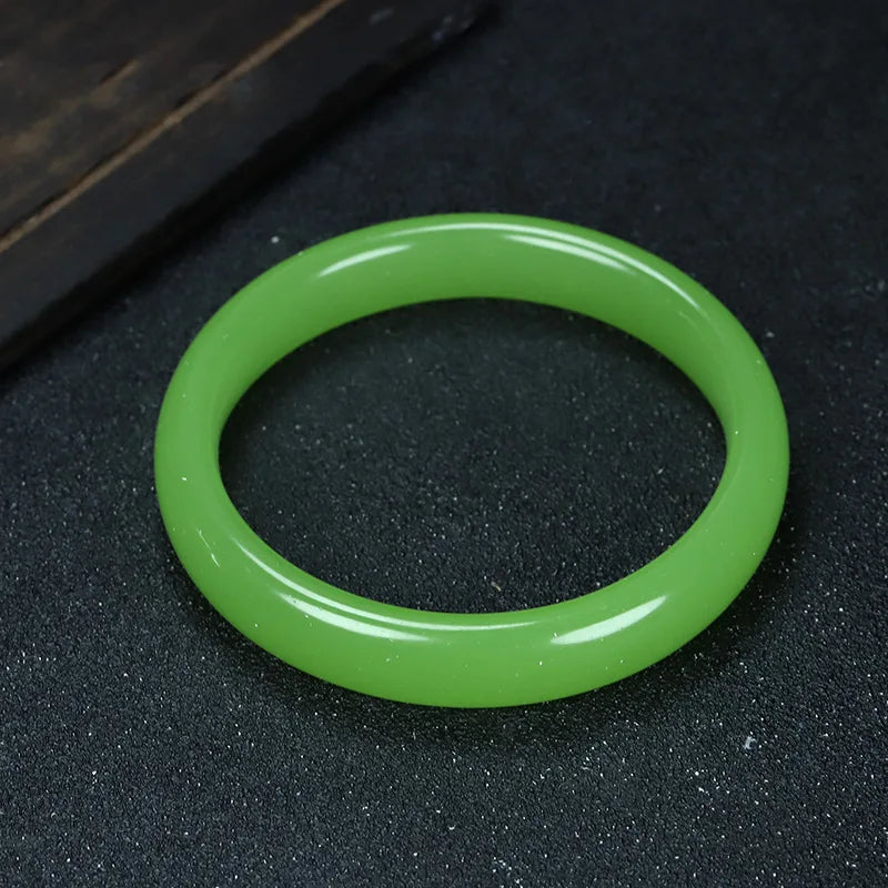Multicolor Imitate Jade Bangle Charm Jewellery Fashion Accessories Hand-Carved Lucky Amulet Gifts for Women Her Men Qme Light green 58-62mm