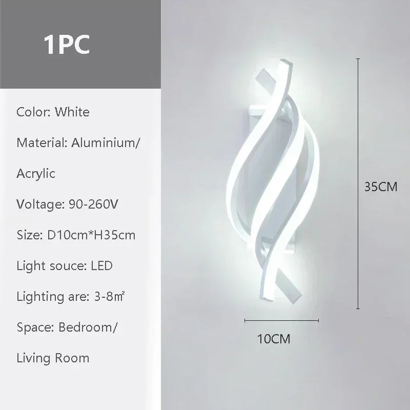 Modern LED Wall Lamp Home Decoration Line Bedroom Bedside Corridor Living Room Backgroud Black White Lighting Lustre Wall Sconc Qme