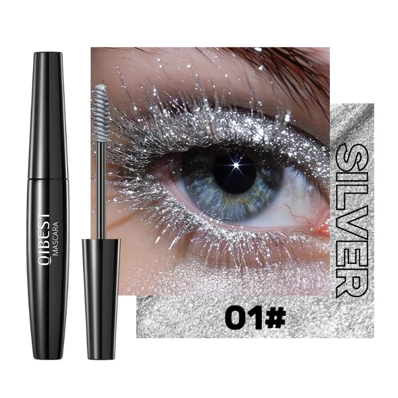 Snowflake Glitter Mascara, Smudge-Proof All Day Wear, Natural Lash Extension Effect, Flake Resistant Formula, Shimmer Mascara Qme 01