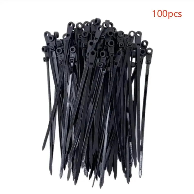 Self-locking Cord Ties Straps Fastening Loop Office Organizer Screw Qme Black