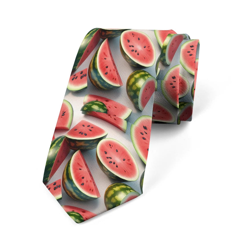 Strawberry Grape Peach Pattern Tie Interesting Fruit 3 Printed Men's Qme style2