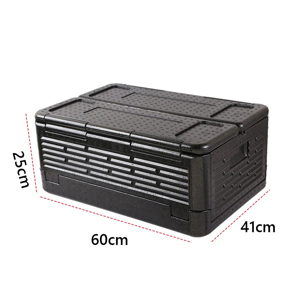 Top Load Camping Insulated Box Lightweight Foldable Cooler Fresh Box Multipurpose Outdoor Storage Box for Catering & Transport Qme black