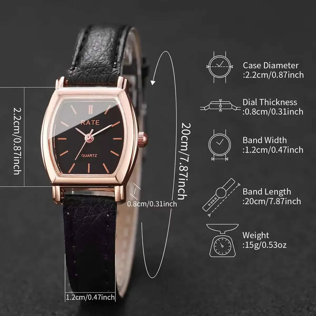 3 pçs/set moda feminina pulseira de couro relógios pequeno mostrador relógio de quartzo reloj mujer (sem caixa) Qme