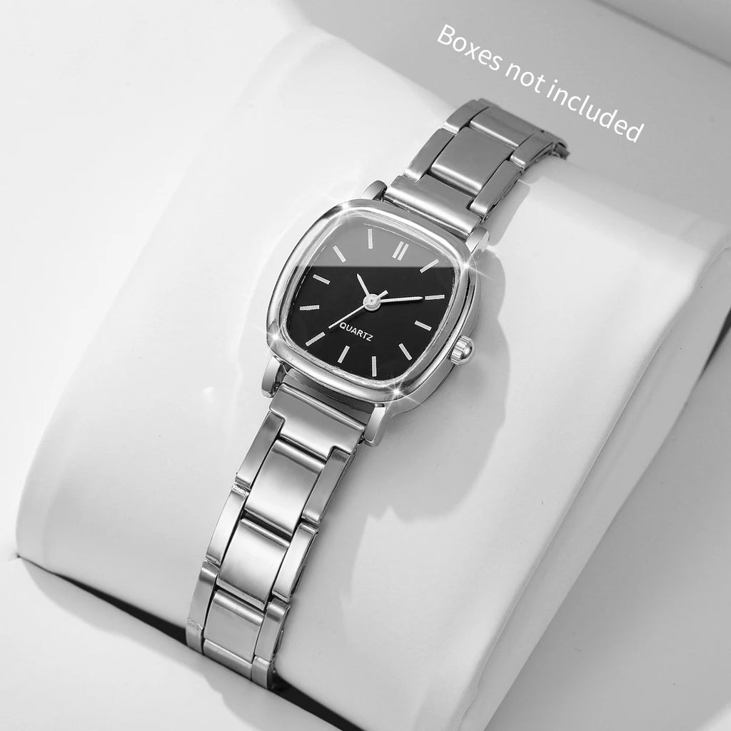 1pcs/set Women's Watch Fashion Style Trendy Simple Scale Square Small Dial Korean Edition Retro Versatile Quartz Watch No Box Qme