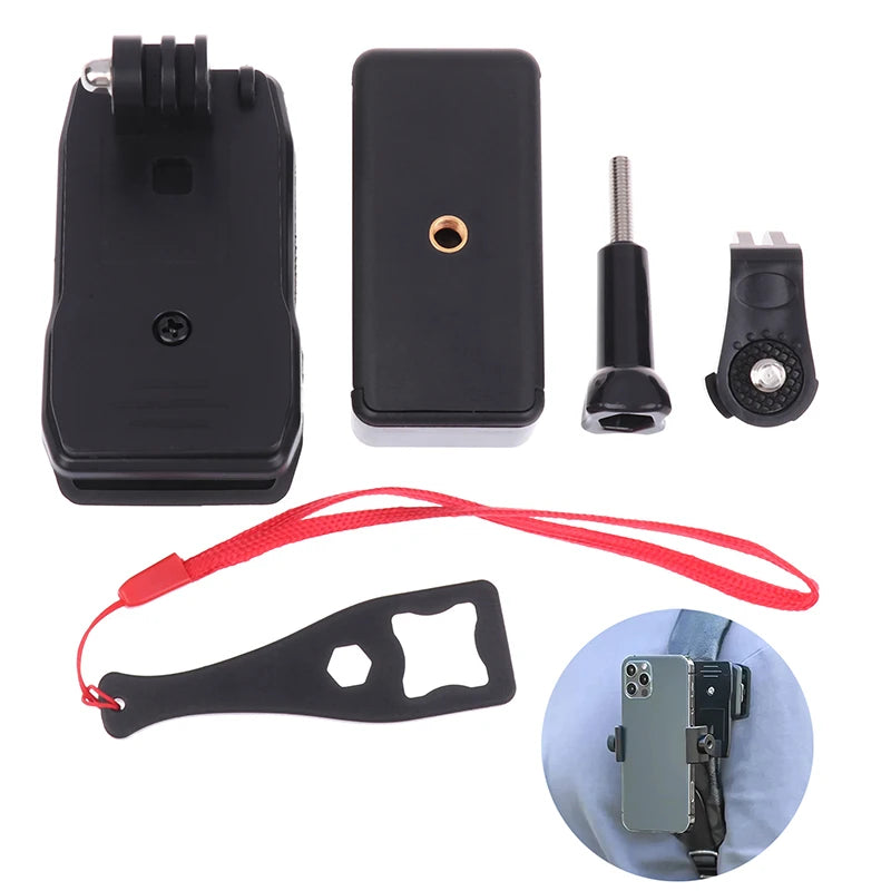 Anti-slide Backpack Strap Clip Mount Adjustable Phone Holder Outdoor Qme