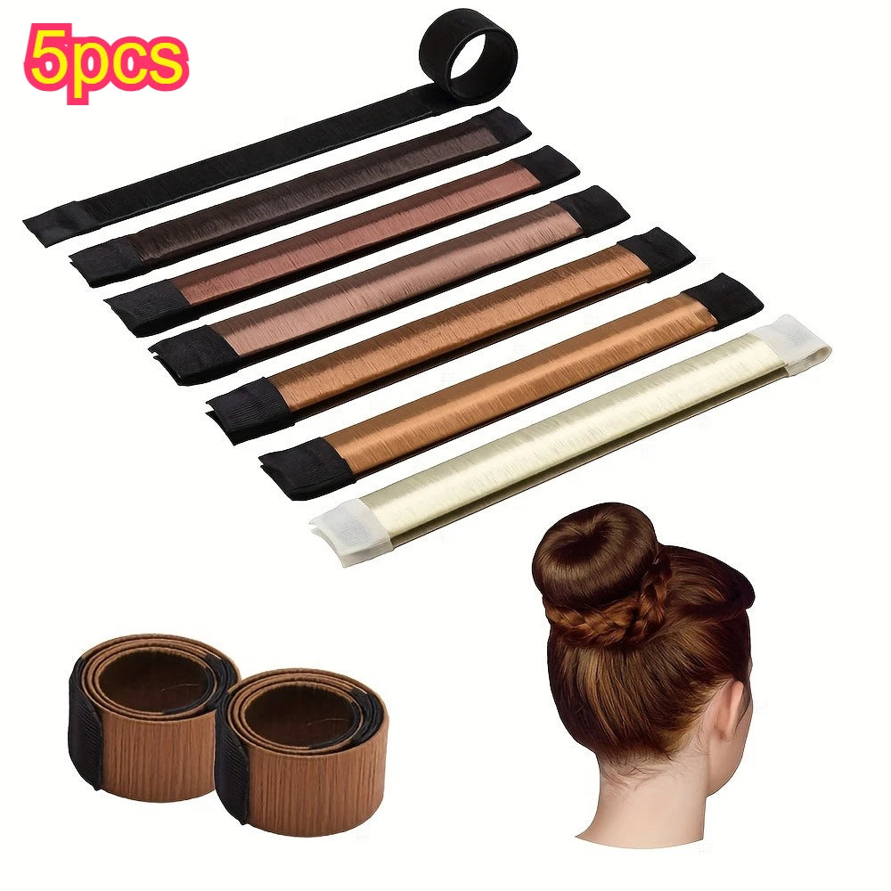 Straight card snap ring curling iron，Magic Hair Bun Maker, French Twist Hair Styling Tool, Lazy Hair Accessories for Women Qme Mixed color 5pcs