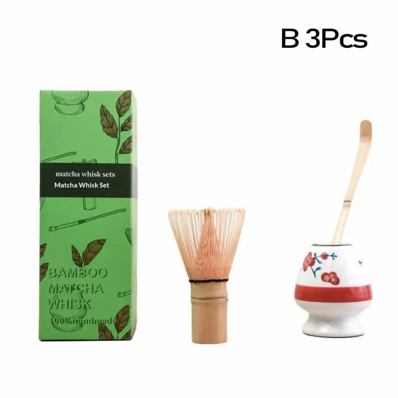 3 Japanese Matcha Tea Safe Bamboo Whisk Teaspoon Spoon Sets Indoor Qme B 3Pcs