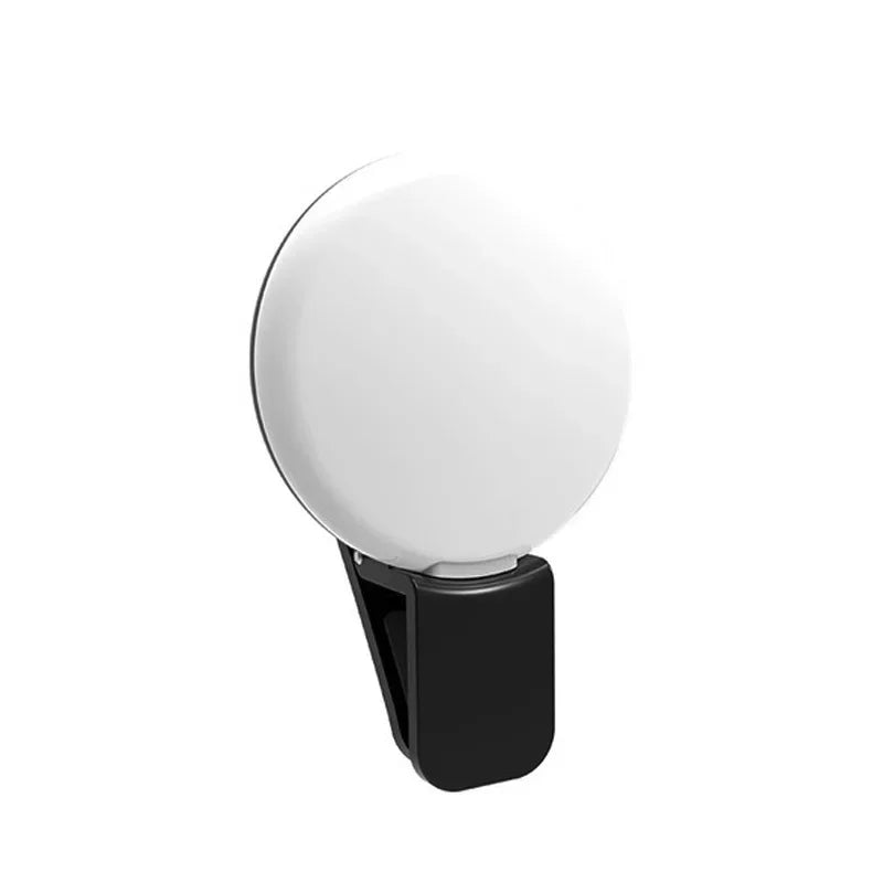Mobile Phone LED Selfie Ring Light Portable Mini Durable Practical Three Stop Dimming Circle Photography Clip Fill Light Qme Black