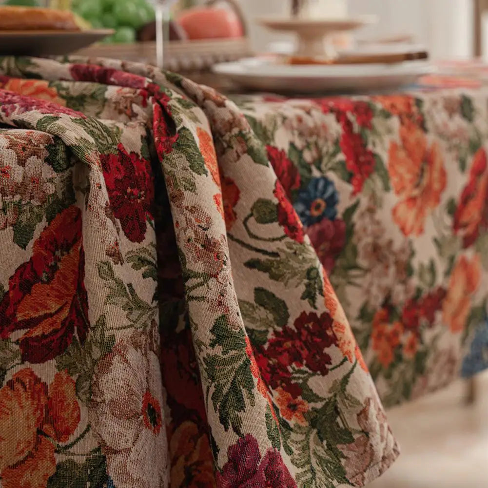 Vintage Floral Tablecloth Rustic French Embroidered Boho Tablecloths Qme