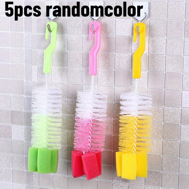 5pcs Cup Brush, Baby Bottle Brush Cleaner Spout Cup Glass Teapot Washing Cleaning Tool Qme Multicolor Random
