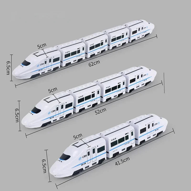 Kids DIY Simulation High Speed Railway Train Toy Car Electric Sound Light Model Train Educational Toys Boys Girls Gift Birthday Qme