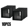 PE Film Display Box 3D Floating Coin Ring Necklace Earring Packaging Box 7x7cm Transparent Visible Jewelry Dustproof Storage Box Qme 10PCS