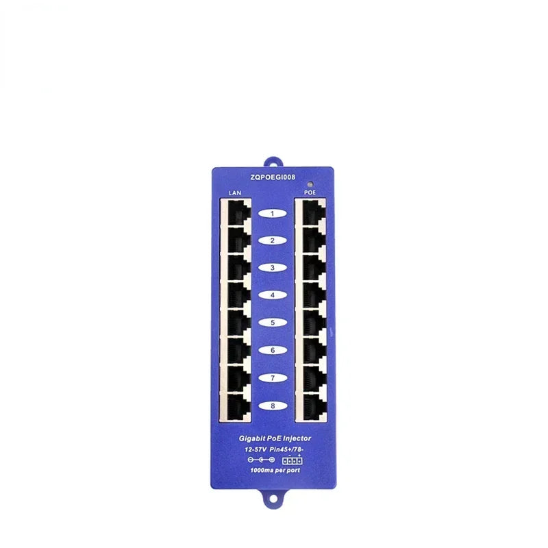 Mode B Gigabit PoE Injector 1000Mbps PoE Patch Panel 802.3af For up to 8 IP Cameras WiFi Access Point(AP) Qme