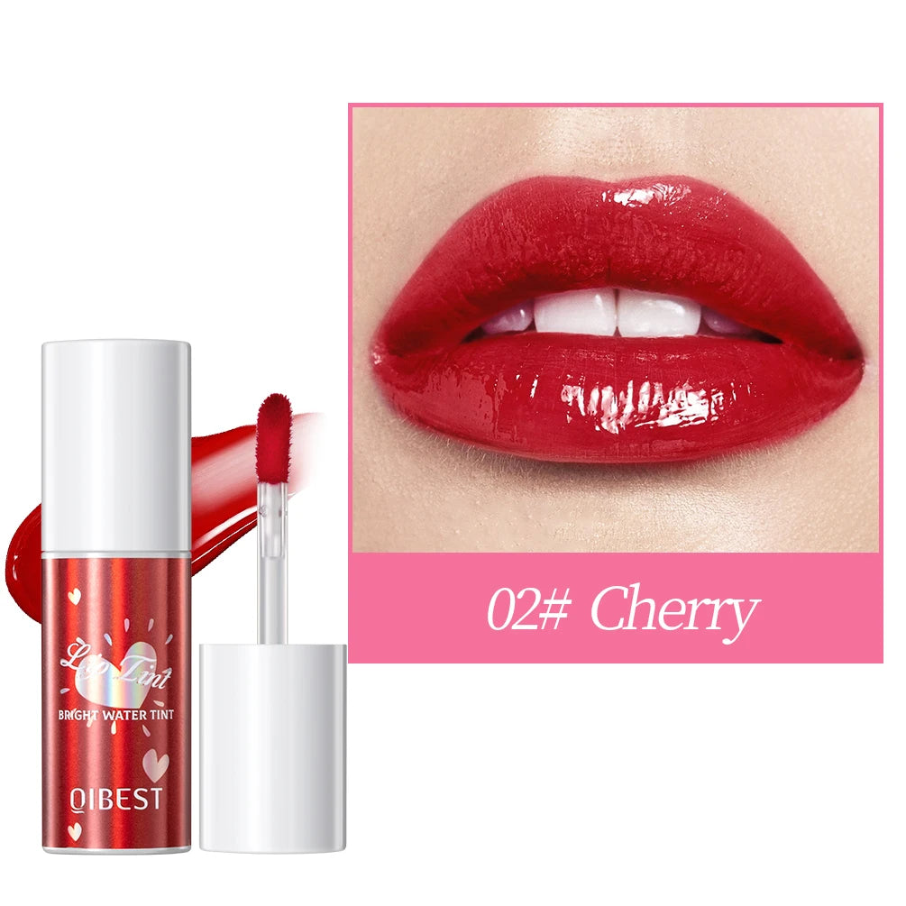 QIBEST Sexy Red Dyeing Lip Gloss Moisturizing Liquid Lipstick Waterproof Long Lasting Mirror Lip Glaze Tint Makeup For Women Qme 02