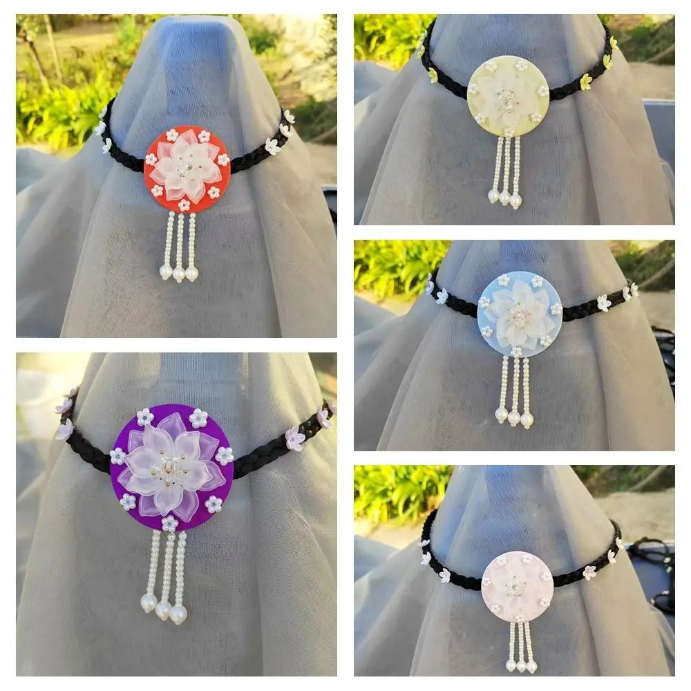 Retro Flower Hanbok Wig Headdress Pearl Traditional Korea Ethnic Qme