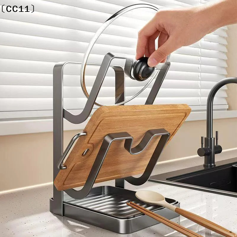 Pot Lid Storage Rack Kitchen Counter Organizer Countertop Removable Qme