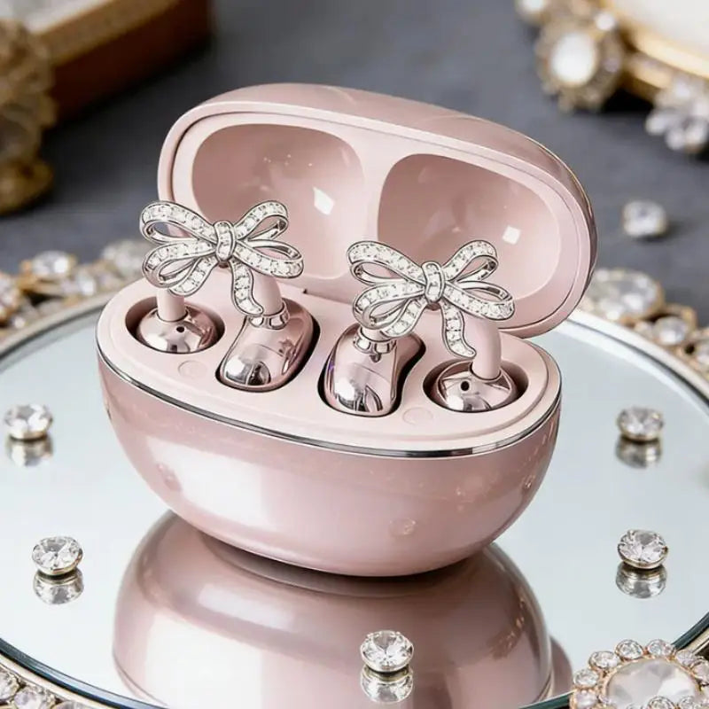 1Pair Fashion Headphone Decoration Clip Removable Diameter Buckle Diamond Butterfly Shape Decorative For Bluetooth Earphone Qme Yellow