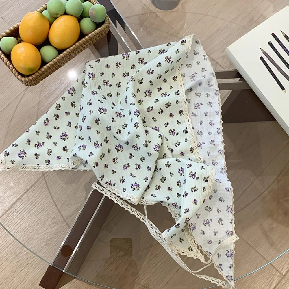 Fashion Pastoral Summer Triangle Headscarf Turban Thin Fresh Floral Qme Style6