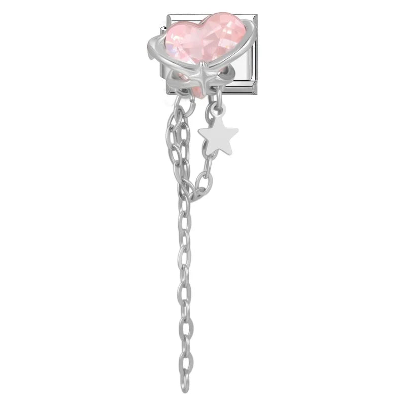 Wholesale Zircon Long Tassel Chain Pendant Series Italian Charm Links
