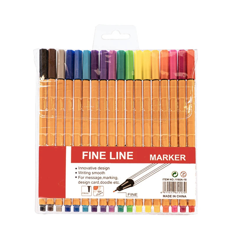 Multicolor Fine Tip Outline Markers for Marking, Sketching, Doodle Outlining & Poster Drawing, Back to School Essentials Qme 18 Pens Multi-Colored