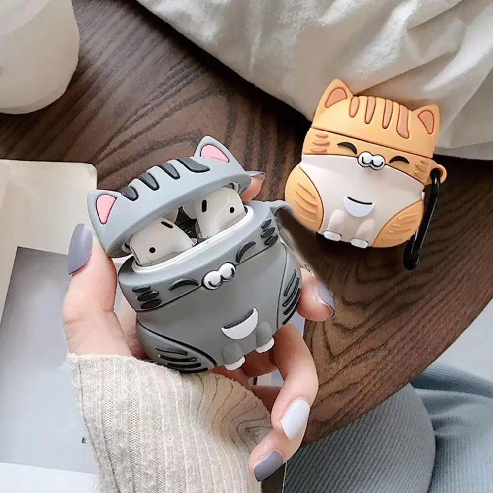 Cartoon Silicone Cute Cat Case for AirPods Pro 3, Cute Standing Silicone Cover, Shockproof Protective Shell with Lovely Design Qme