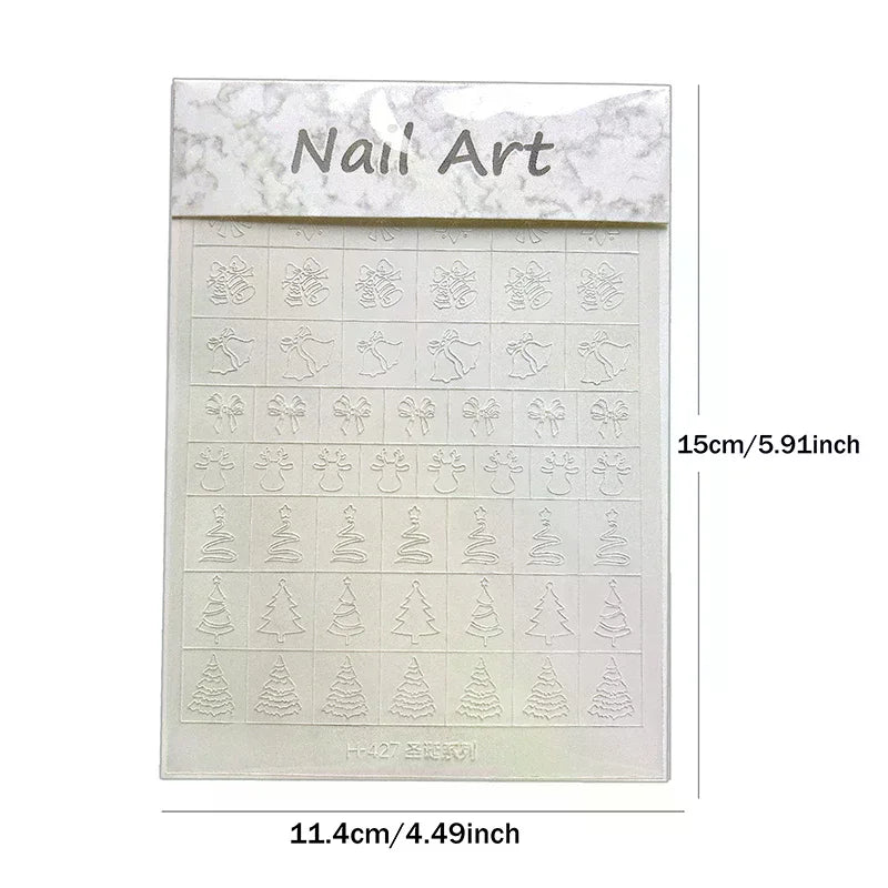 Airbrush Stencil Nails Winter Snowflake Snow Tree Christmas Decors Qme
