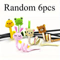 Cartoon Animal Cable Organizer, Silicone Cord Winder, Cable Tie, USB Charger Cable Management for Earphone, Phone Charging Cable Qme Random 6PCS
