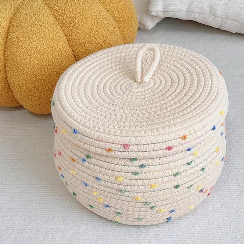 Woven Makeup Storage Basket Underwear Cotton Rope Lid Desktop Box Key Qme Default Title