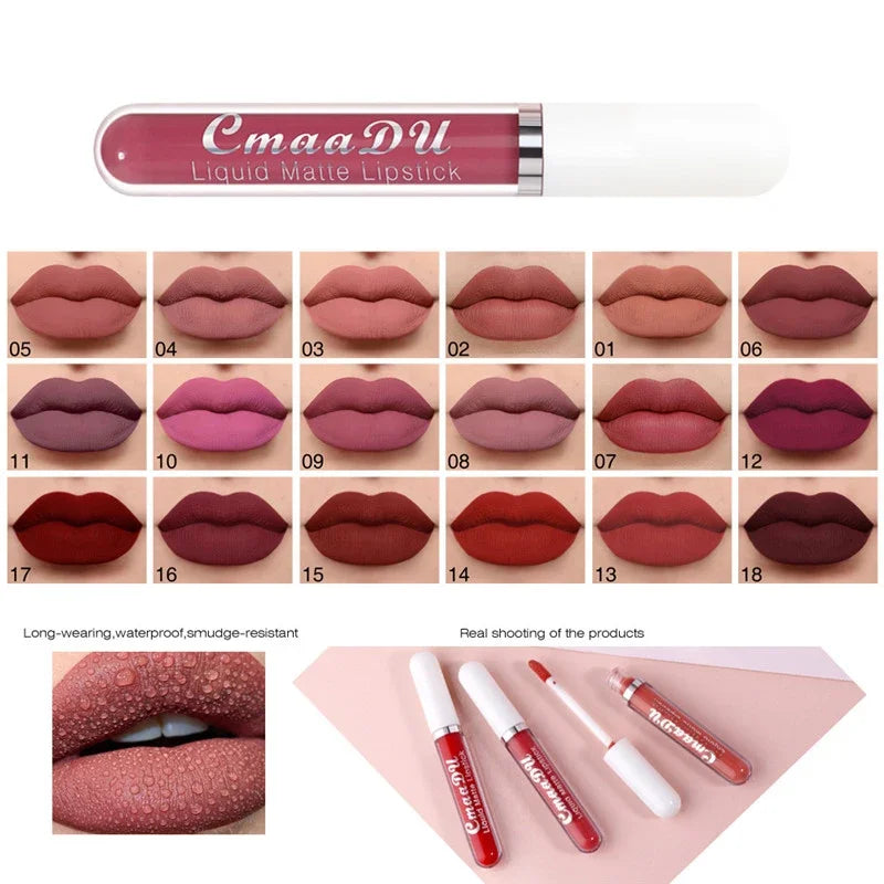 6 Colors/Set Fashion Matte Lip Gloss Sets Natural Moisturize Waterproof Lasting Velvet Sexy Red Liquid Lipstick Beauty Cosmetic Qme