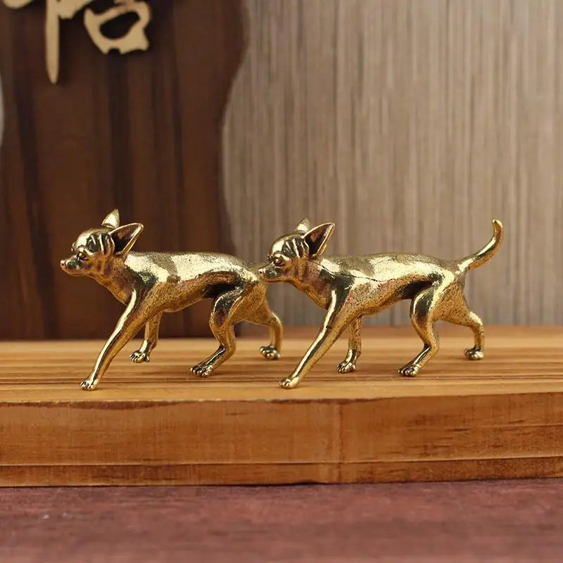 Hairless Dog Animal Desktop Ornaments Brass Puppy Entrance Coffee Qme