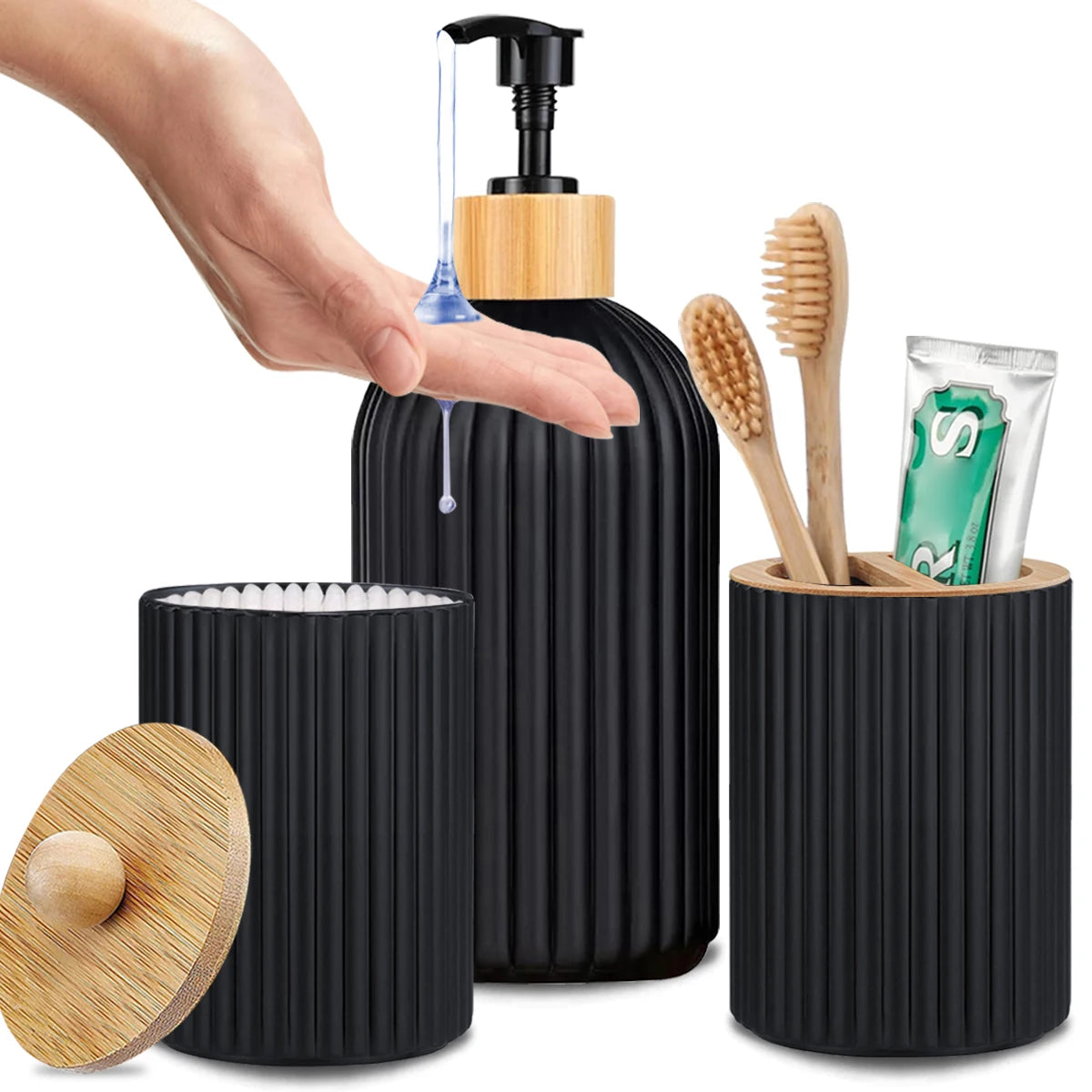 Bathroom Countertop Container Hand Soap Dispenser Cotton Ball Storage Box Toothbrush Holder Home Decoration Organizer Qme