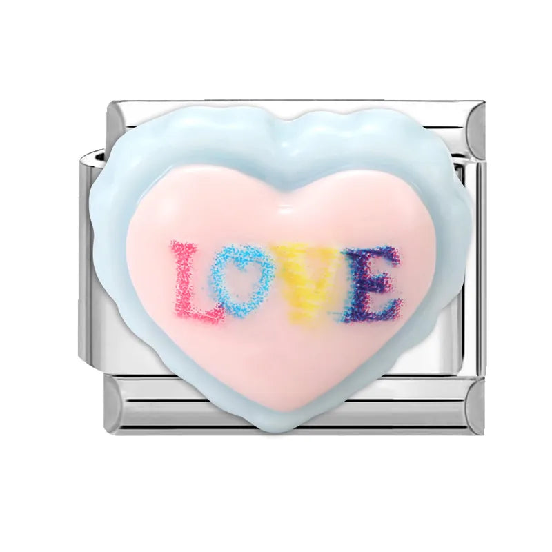 2026 Women Romantic Red Pink Love Heart Italian Charm Links Fit