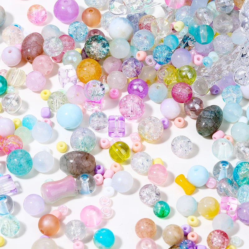 50g Assorted Glass Beads for Jewelry Making 2-10mm Colorful Crystal Beads for Bracelets Earrings Necklaces Crafts Making DIY Art Qme