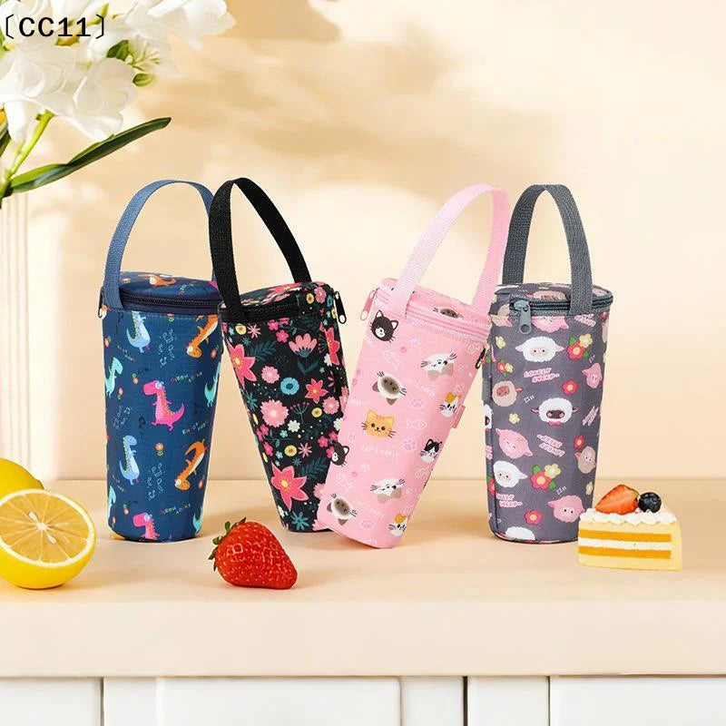 Cute Cartoon Insulated Water Bottle Carrier Bag Waterproof Fabric Qme