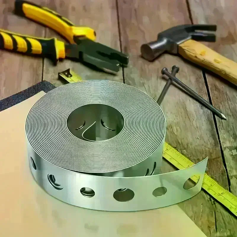 1 Roll Galvanized Iron Tape Pre-punched Multi-slot Metal Pipe Support Qme
