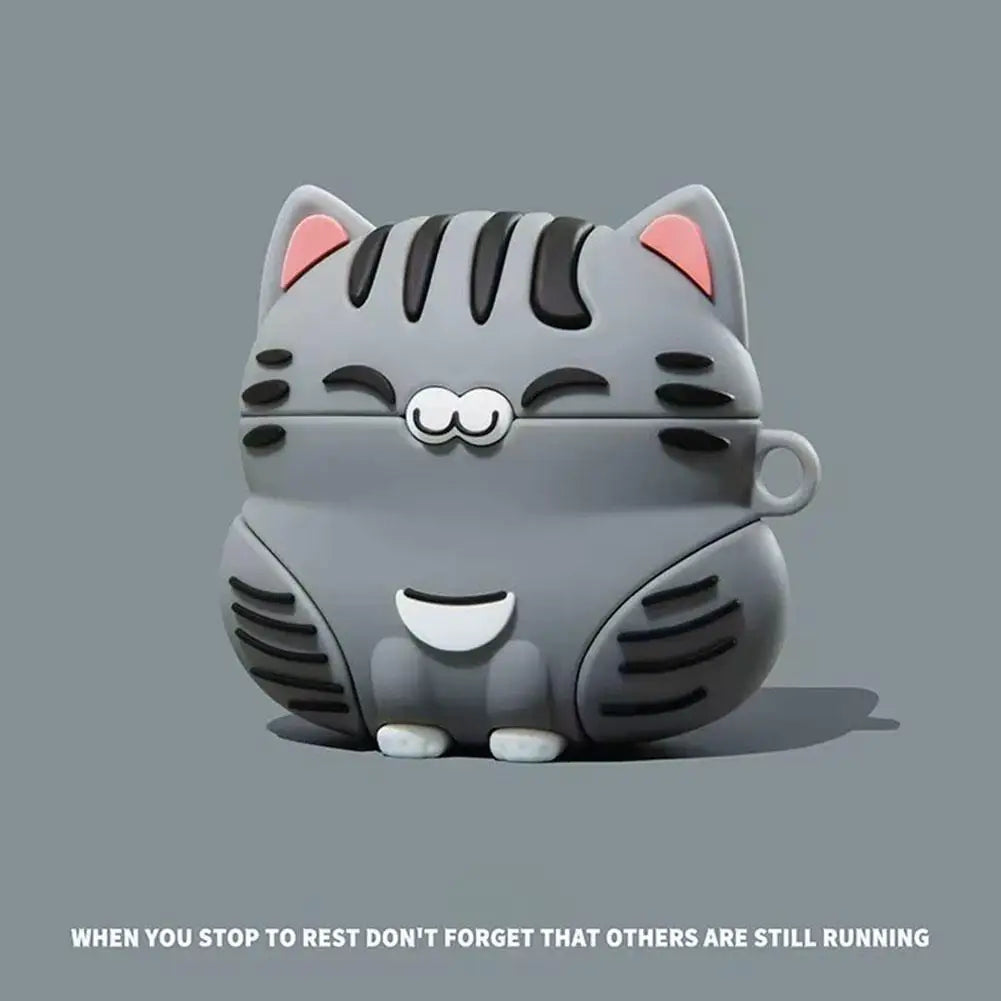 Cartoon Silicone Cute Cat Case for AirPods Pro 3, Cute Standing Silicone Cover, Shockproof Protective Shell with Lovely Design Qme