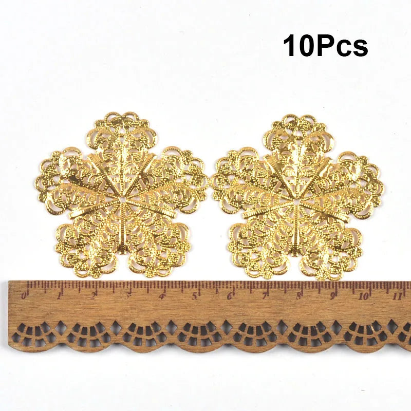Flowers Antique Filigree Wraps Connectors For DIY Jewelry Accessories Findings Making Scrapbook Supplies Home Decor Metal Crafts Qme 54X54mm 10pcs