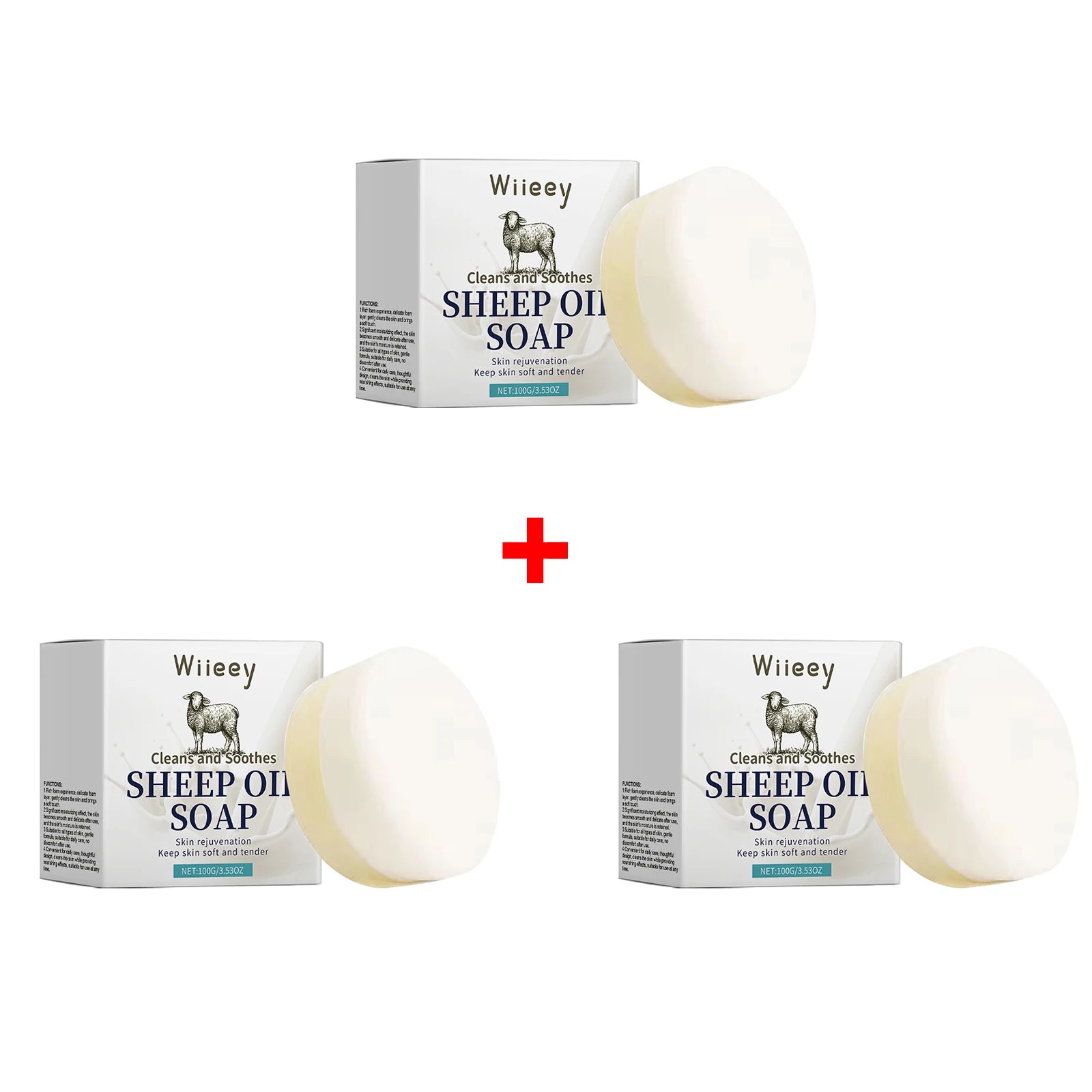 Natural Sheep Oil Soap Children Deeply Cleaning Remove Stains Improve Qme 3 x 100g Boxed