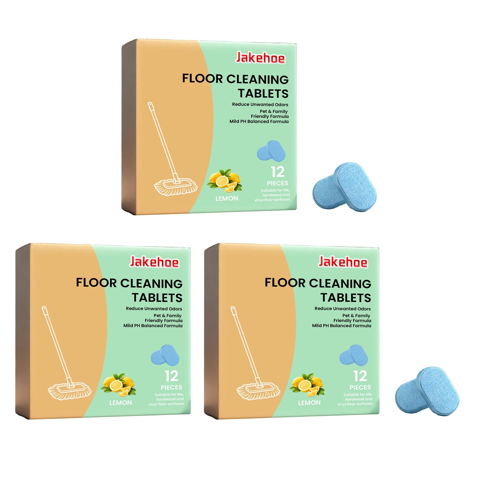 Floor Cleaning Tablet Removing Floor Stains Eliminate Odors Polishing Restore Shine Freshing Lemon Fragrant Daily Floor Cleaner Qme 3PCS A
