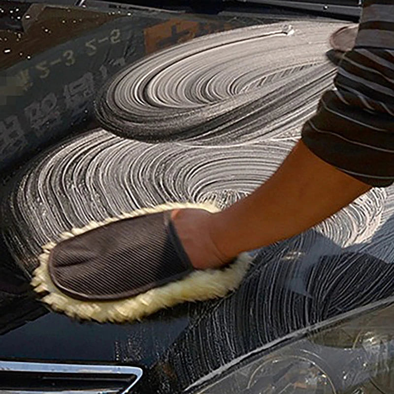 Car Wash Gloves Thickened Plush Wiping Waxing Polishing Cleaning Qme