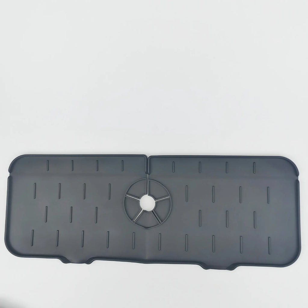 Kitchen Gadgets Silicone Faucet Absorbent Pad Shelf Sink Splash Catcher Countertop Protective Mat Bathroom Drain Mat Acceesories Qme dark gray 1pc