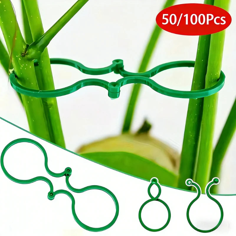 50/100Pcs Reusable Adjustable Plant Support Clips, Sturdy Plastic Garden Clips for Tomato Vine Flower and Vegetable Stakes Qme