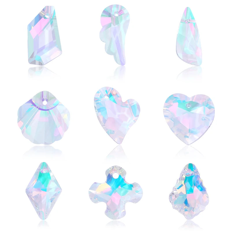 Cute Crystal Pendants With Multiple Shapes AB Color Glass Charms Beads Used For Making Necklaces Bracelets DIY Jewelry Making Qme