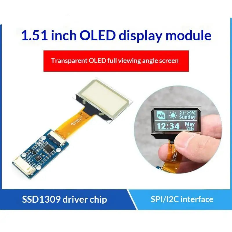 Transparent OLED Display Module SSD1309 Driver Multi-board Compatible Qme