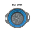 Foldable Vegetable Fruit Cleaning Basin Drainage Basket Silicone Collapsible Colander Folding Wash Drainer Kitchen Storage Tools Qme Blue small