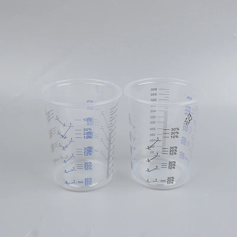 10/50pcs Paint Mixing Calibrated Cup Plastic Paint Mixing Cups 600ml Mixing Pots Qme