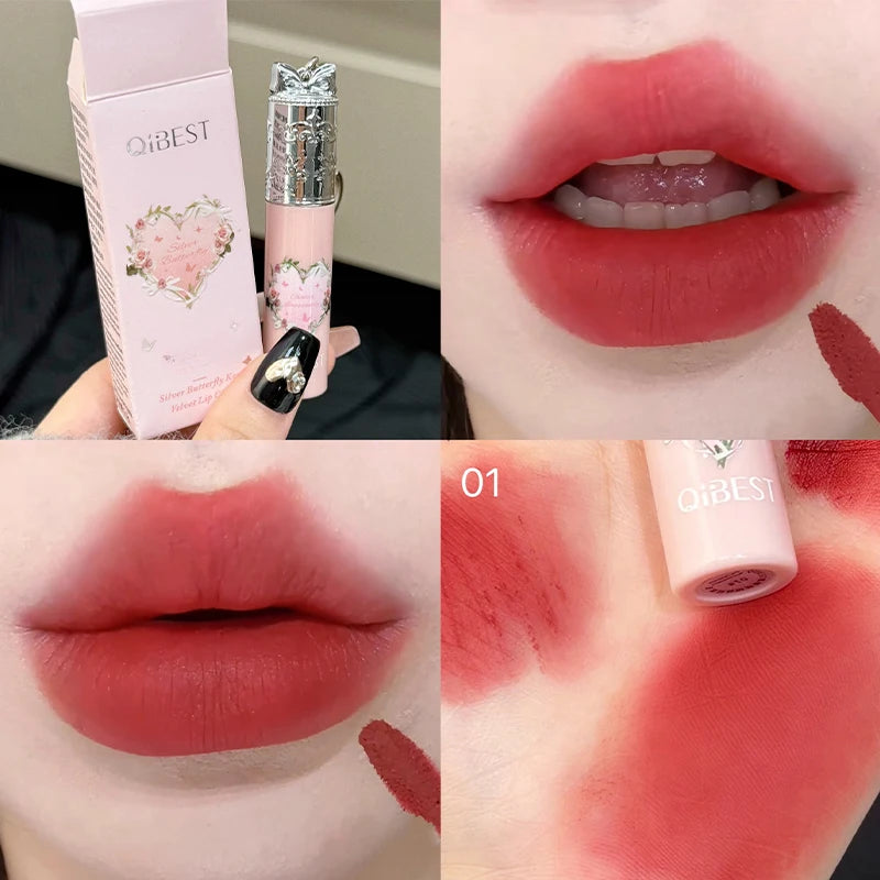 Qibest 4 Colors Velvet Lip Mud Matte Finish, Skin-Tone Enhancing Lip Tint, Versatile Nude Makeup, Budget-Friendly for Students Qme