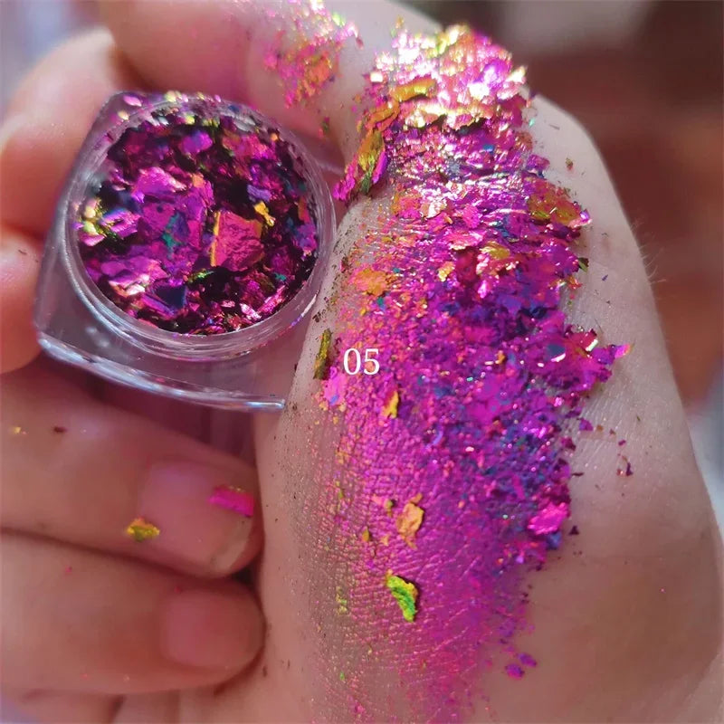 Ultra-Thin Waterproof Color Shift Holographic Eyeshadow Highlighter MultiChrome Shifting Pigments Duochrome Chameleon Eyeshadow Qme 05