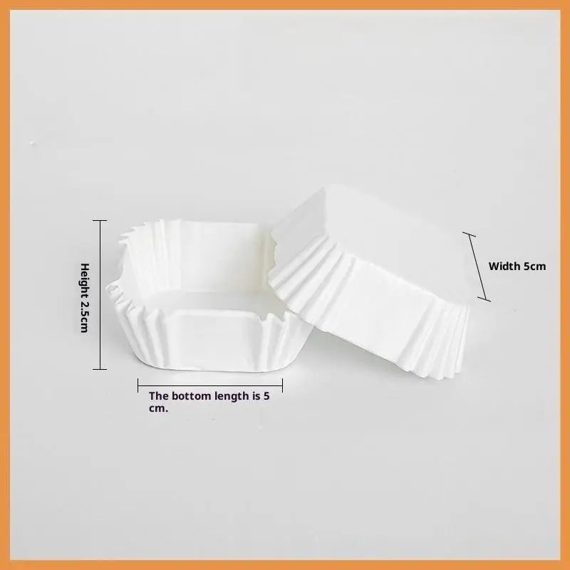 100/250Pcs Paper Holder Square Paper Liner Medium Size 45/50/55/62mm Paper Tray Oil Proof Cup Qme 250pcs 50mm White